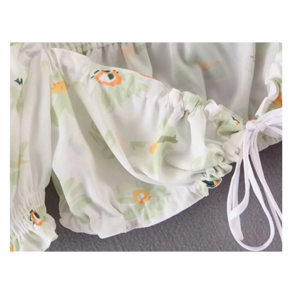 Women's Floral Printed Chiffon Crop Top