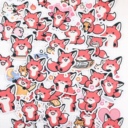 38pcs Little Fox Cartoon Stickers - DIY Photo Album Waterproof Decoration