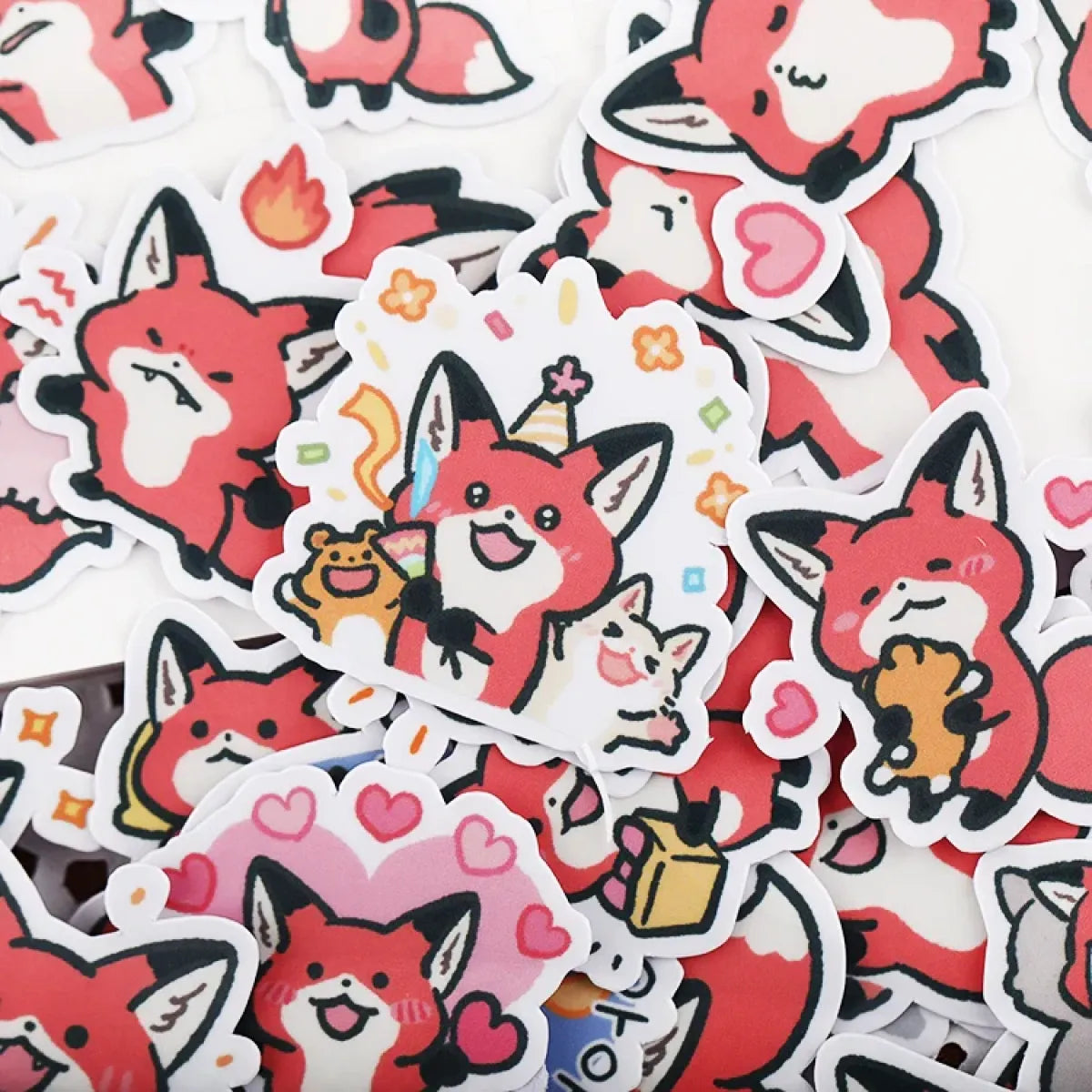 38pcs Little Fox Cartoon Stickers - DIY Photo Album Waterproof Decoration