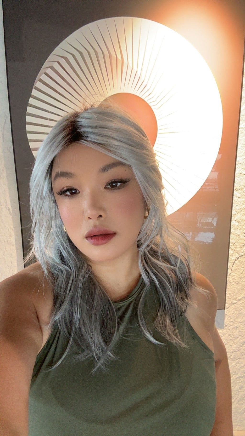 JBEXTENSION 19 Inches Grey Women Fashion Full Machine Wig GINNA【PLUS PERMATEASE】【BENDY EAR TABS】