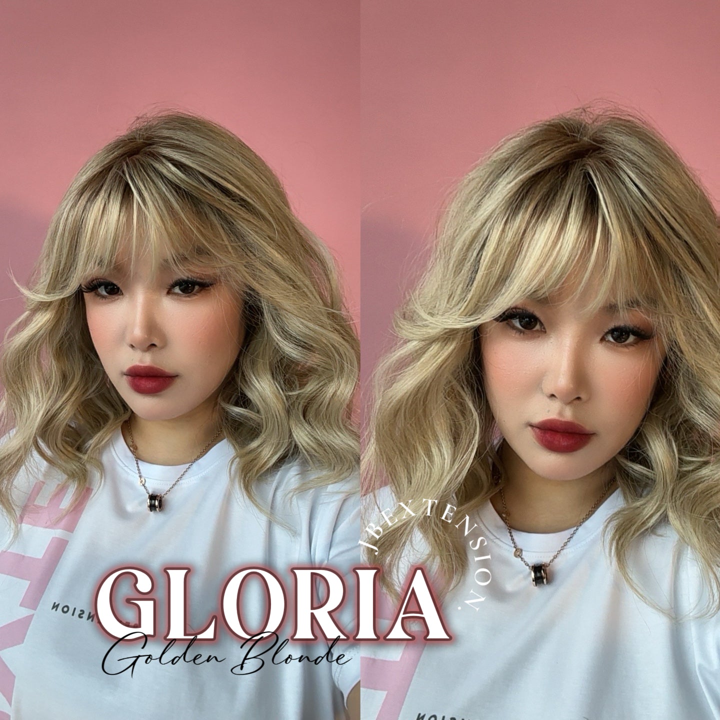 [PRE-ORDER] JBEXTENSION 14 Inches Curly Golden Blonde Wig with Bangs Pre-Cut T Part Snowflake Lace Frontlace Glueless Wig GLORIA GOLDEN BLONDE【BENDY EAR TABS】