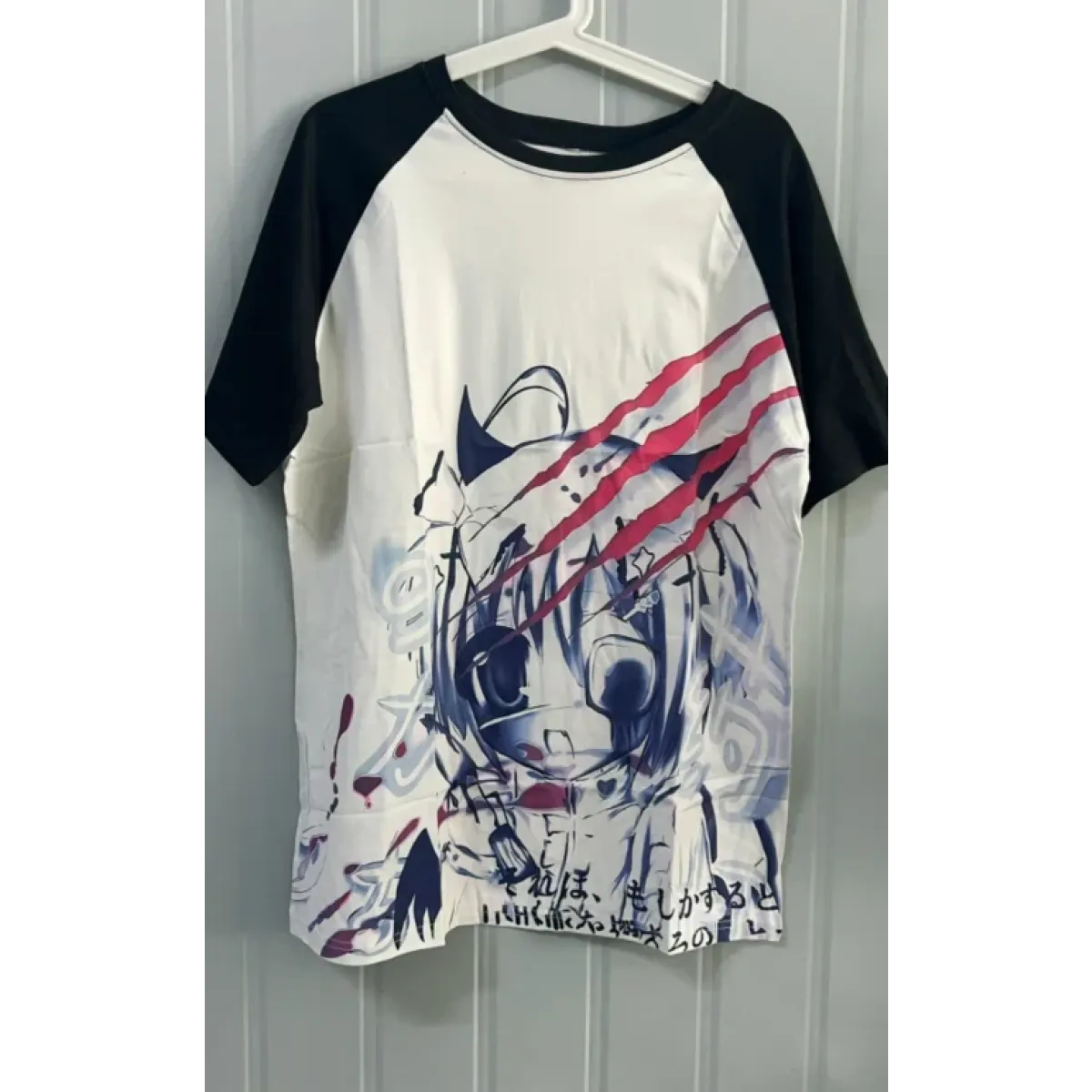 Black & White Gothic Anime T-Shirt – Harajuku Y2K Graphic Top