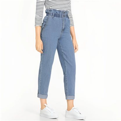 Women's High Waist Rolled Jeans