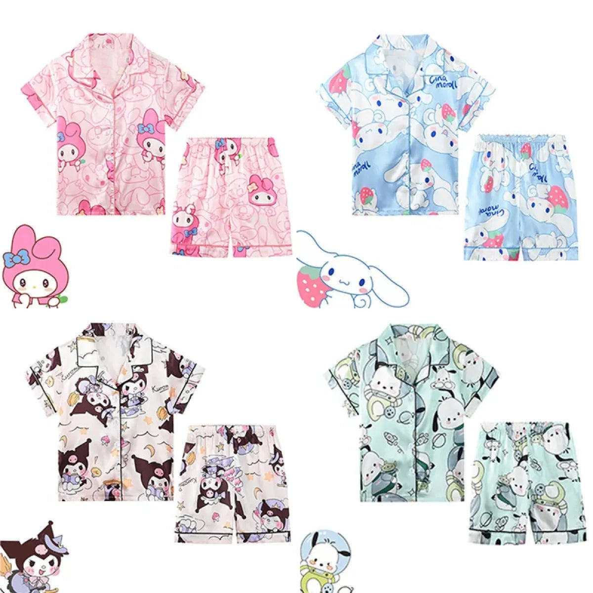 Anime Sanrio Kids Ice Silk Pajamas