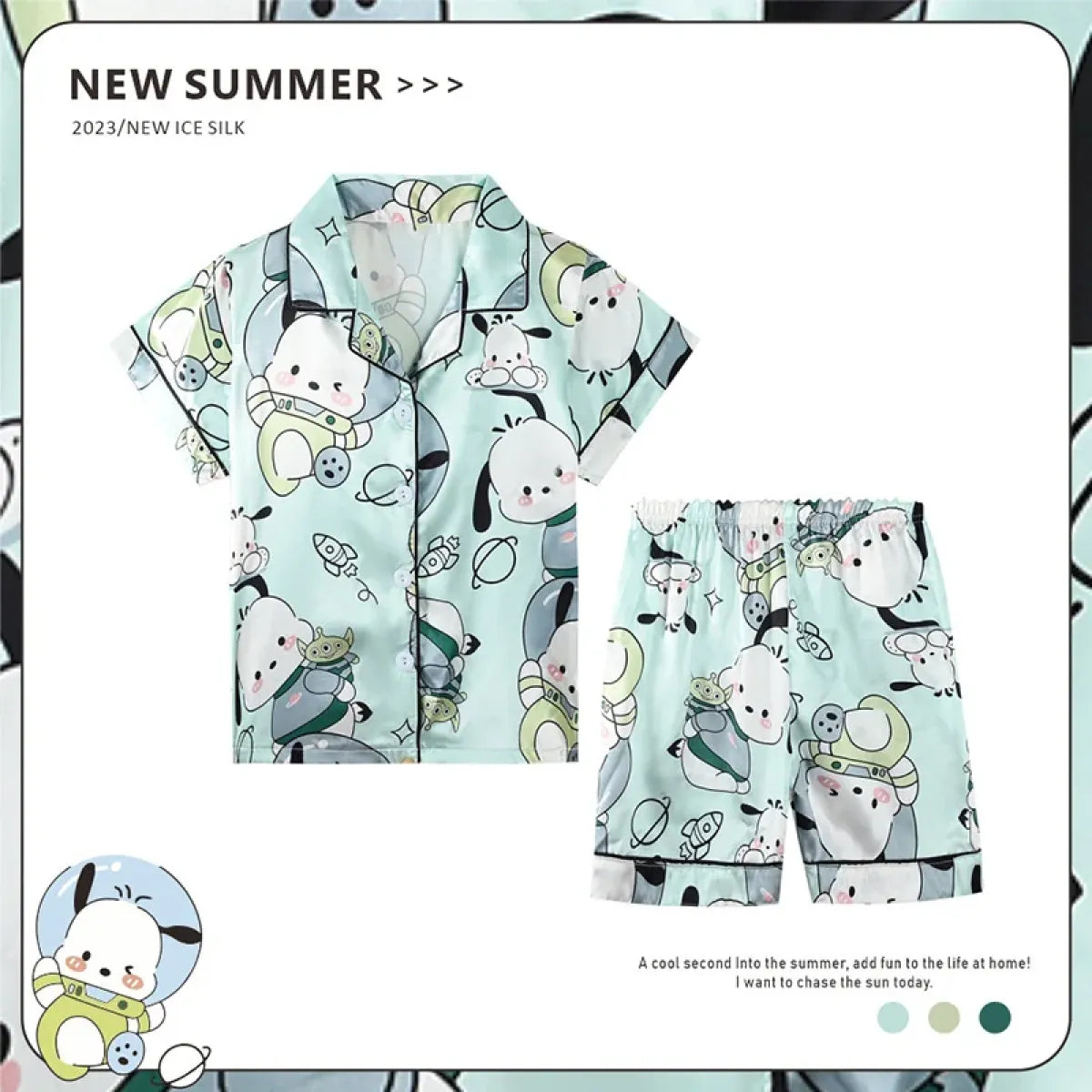 Anime Sanrio Kids Ice Silk Pajamas