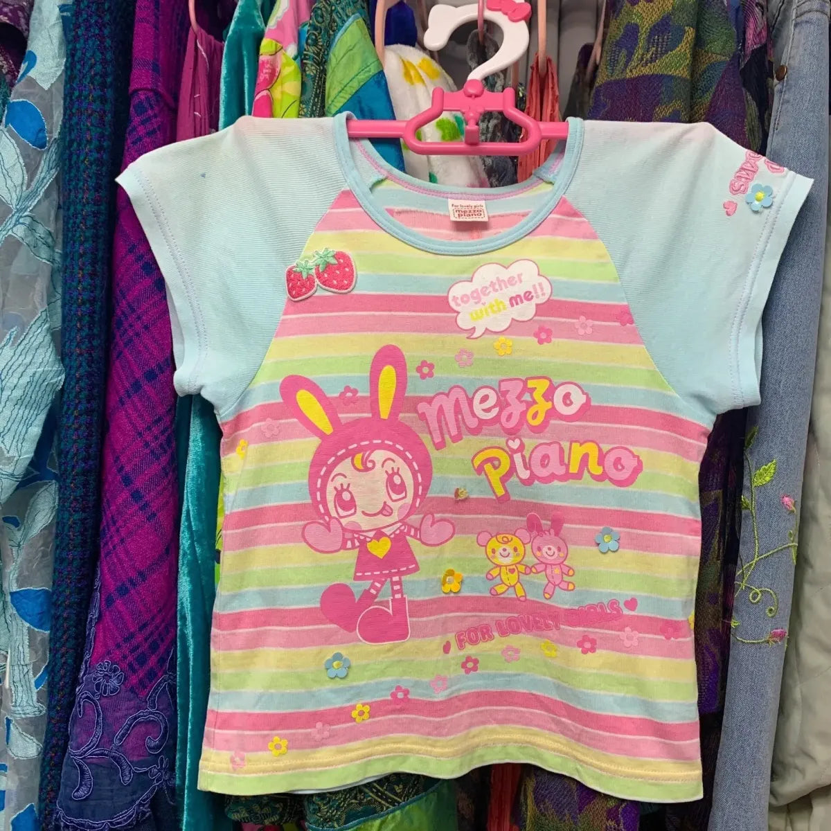 Vintage Striped Crop Top – Japanese Y2K Style Casual Tee