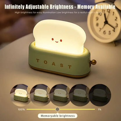Toast LED Night Light – Kawaii Bread Lamp with Timer & Adjustable Brightness