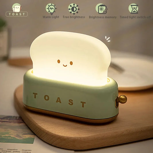 Toast LED Night Light – Kawaii Bread Lamp with Timer & Adjustable Brightness