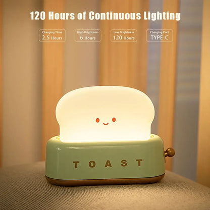 Toast LED Night Light – Kawaii Bread Lamp with Timer & Adjustable Brightness