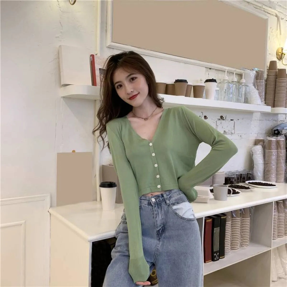 Women's Knitted Cropped Cardigan