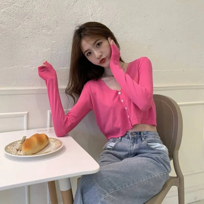 Women's Knitted Cropped Cardigan