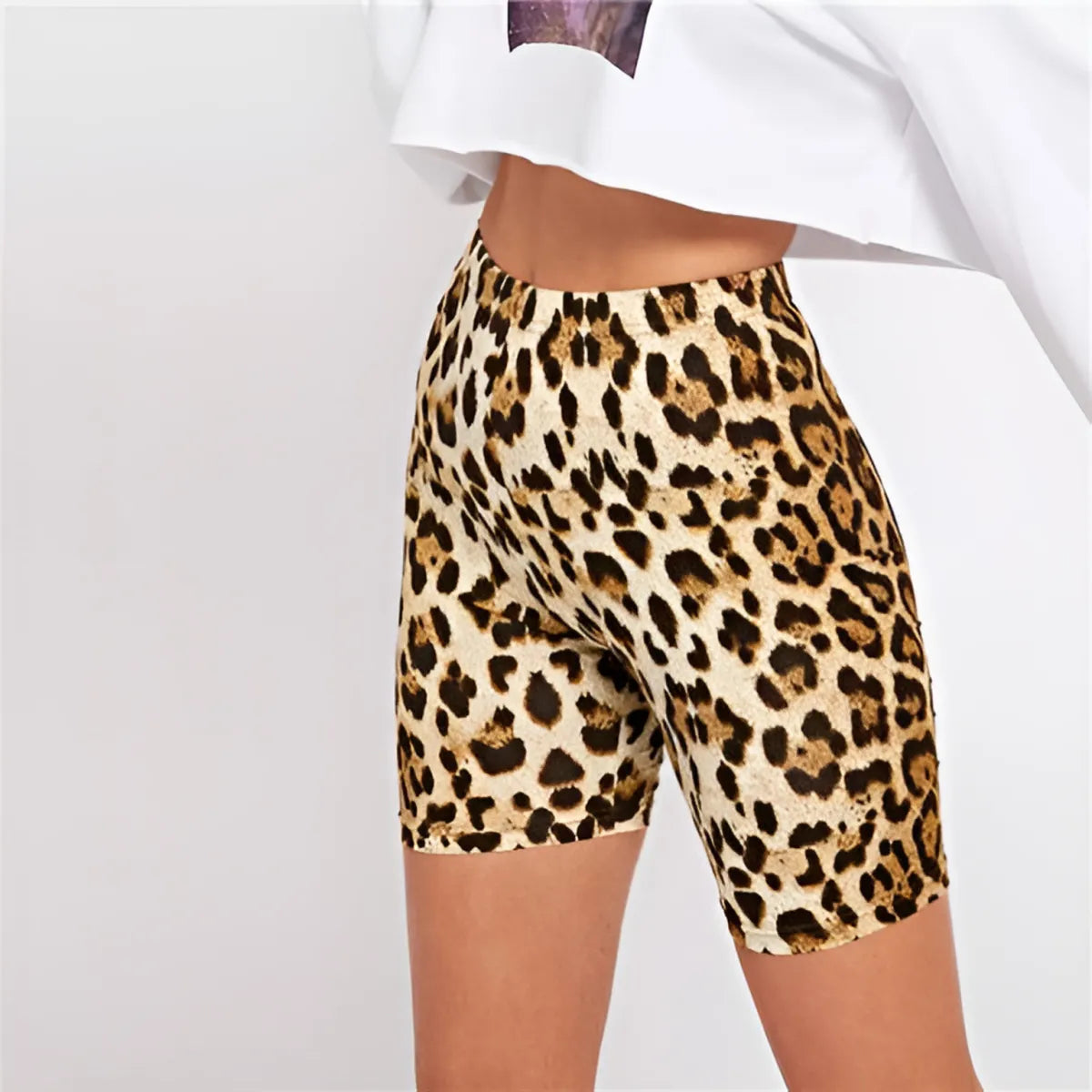 Women's Casual Leopard Printed Skinny Short Leggings