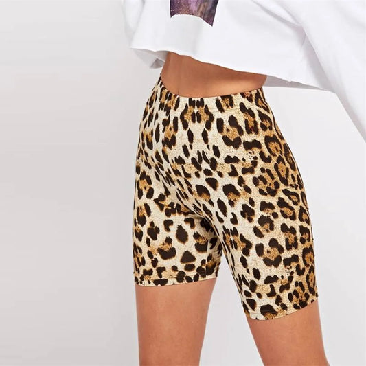 Women's Casual Leopard Printed Skinny Short Leggings
