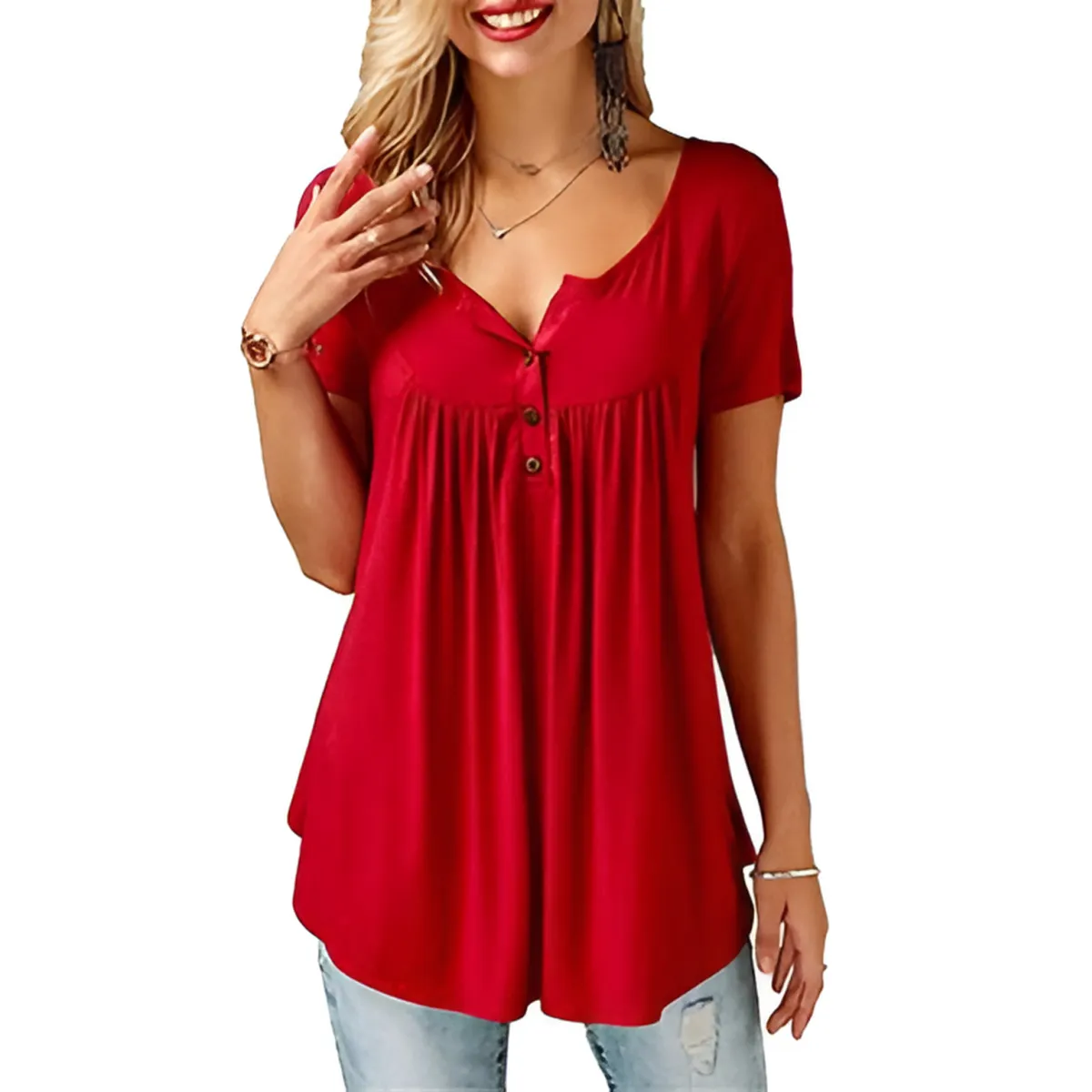 Women's Loose Summer V-Neck T-Shirt