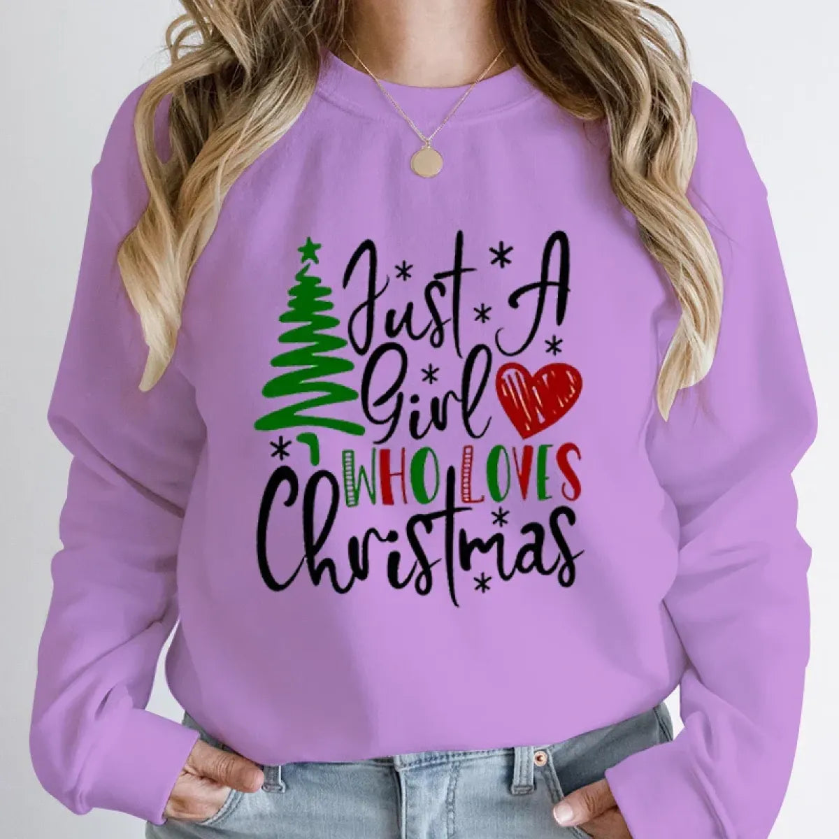 "Just A Girl Who Loves Christmas" Round Neck Sweatshirt