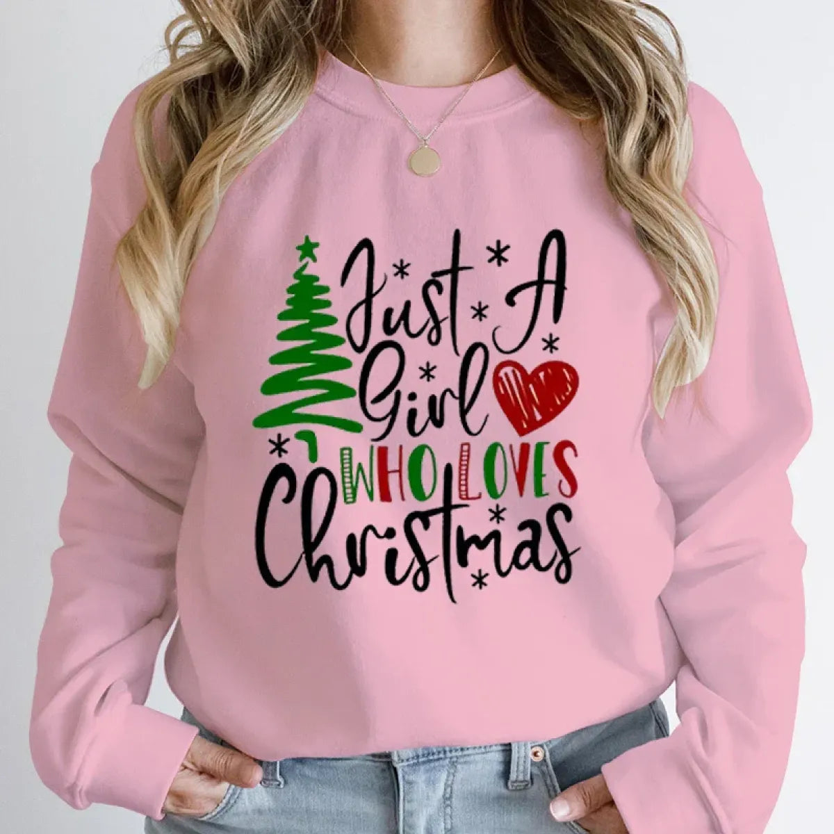 "Just A Girl Who Loves Christmas" Round Neck Sweatshirt