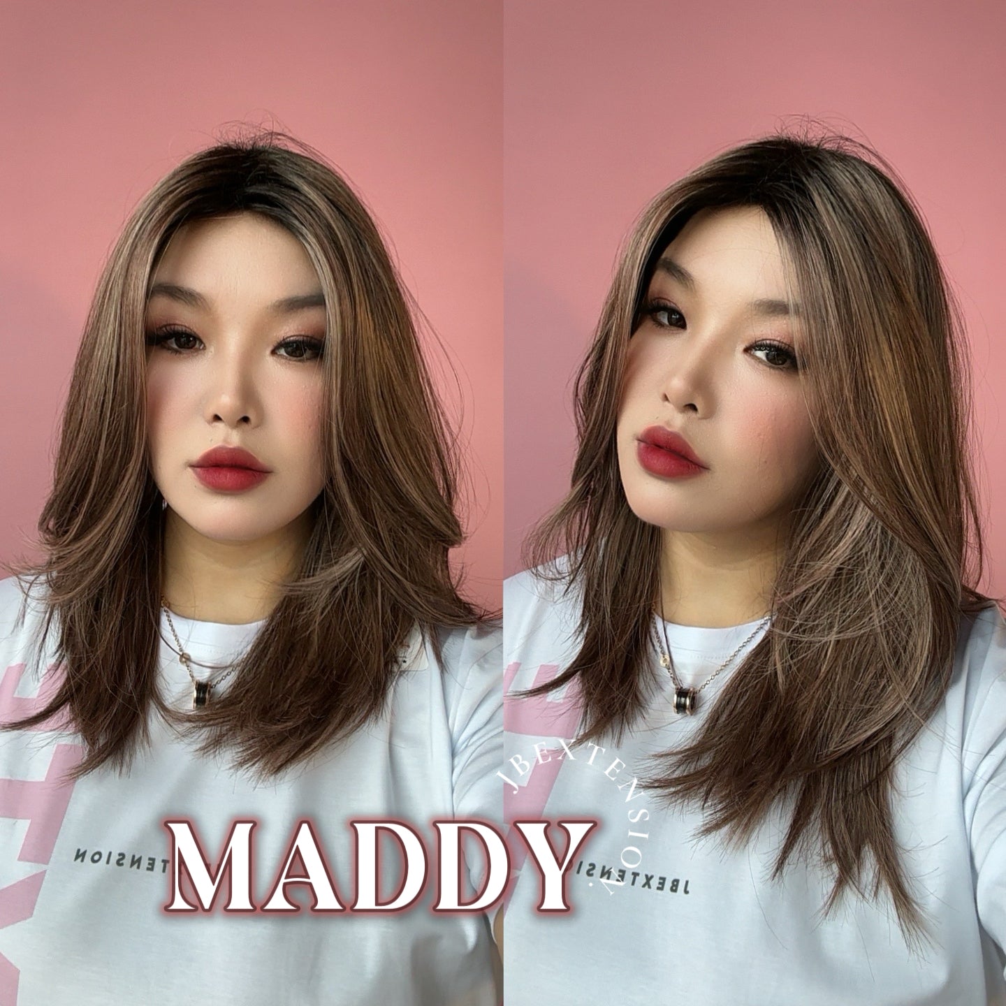 JBEXTENSION 18 Inches Ash Brown Women Fashion Full Machine Wig MADDY【PLUS PERMATEASE】【BENDY EAR TABS】