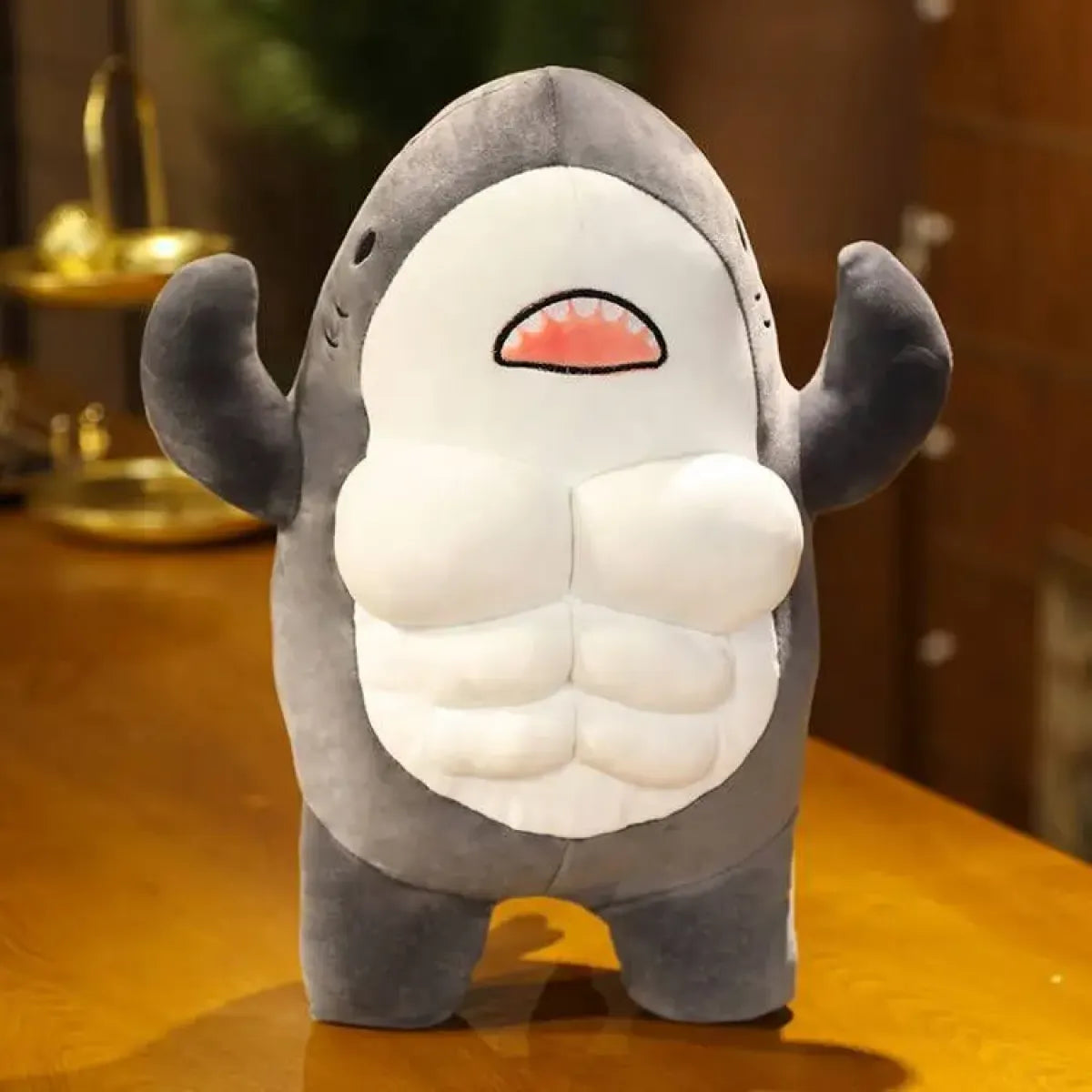 40CM Muscle Shark Plush Doll - Cartoon Strong Shark Stuffed Toy