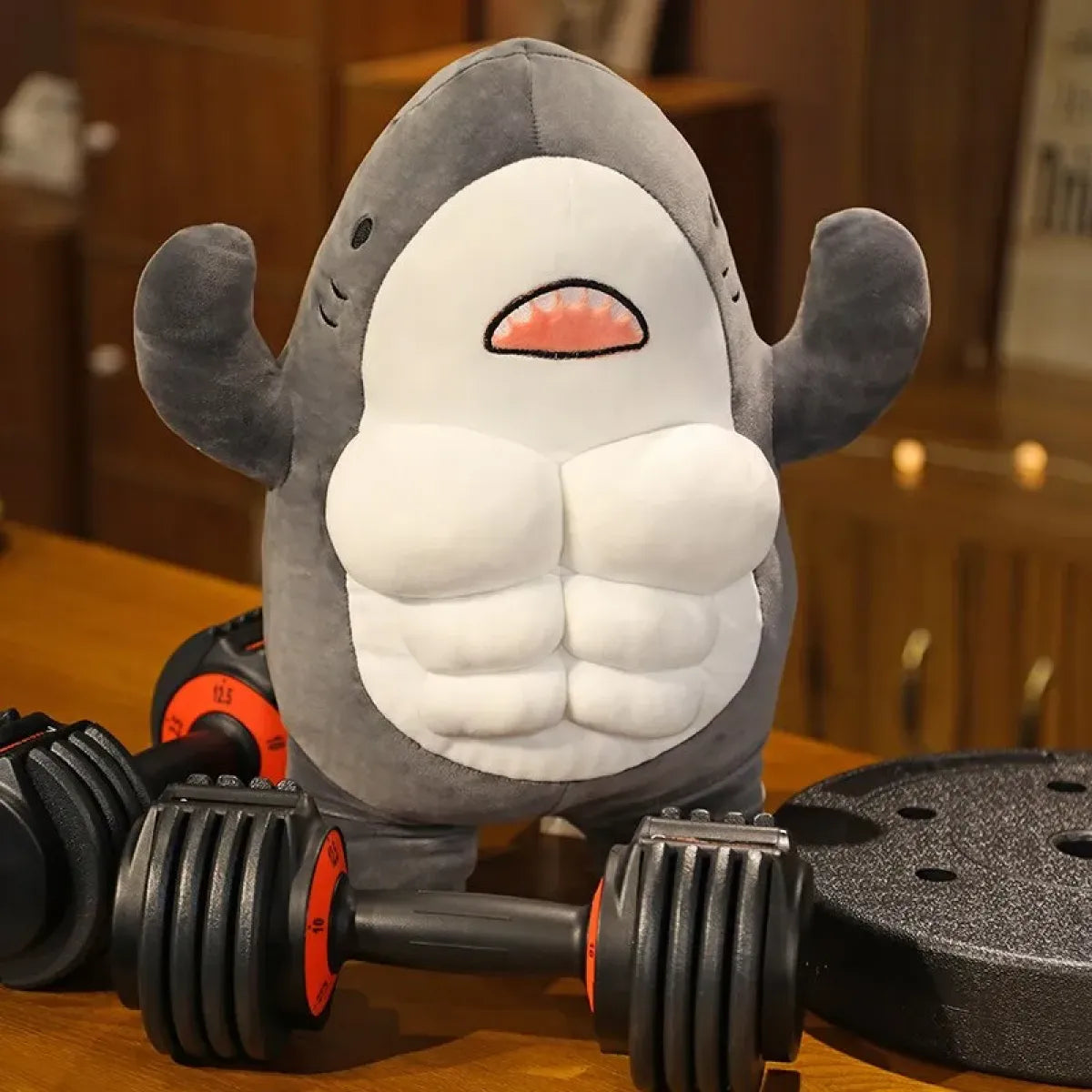 40CM Muscle Shark Plush Doll - Cartoon Strong Shark Stuffed Toy