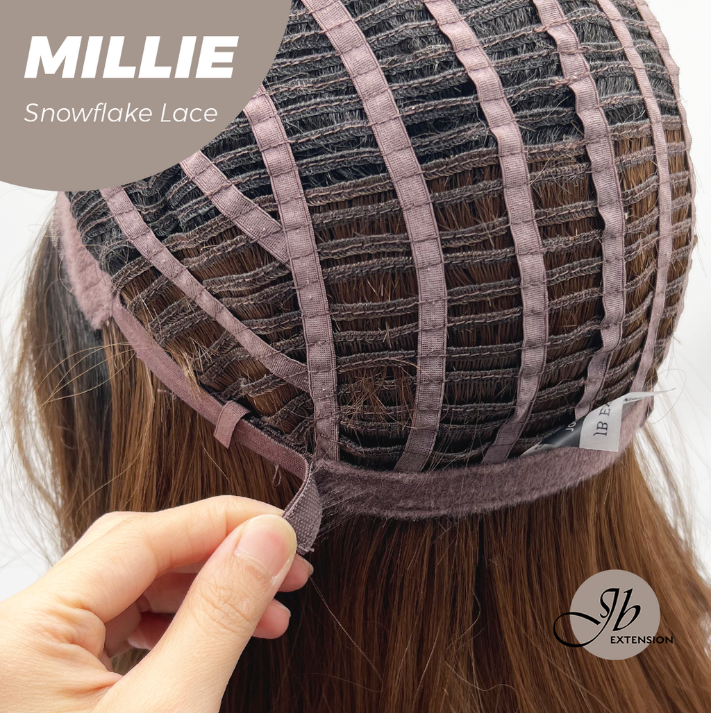 JBEXTENSION 16 Inches Mocha Pre-Cut Snowflake Lace Frontlace Glueless Wig MILLIE SNOWFLAKE【PERMATEASE】【BENDY EAR TABS】