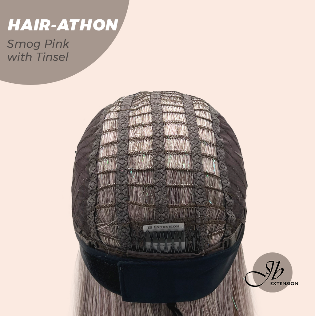 JBEXTENSION 18 Inches Curly Smog Pink with Tinsel Headband Wig HAIR-ATHON - SMOG PINK WITH TINSEL