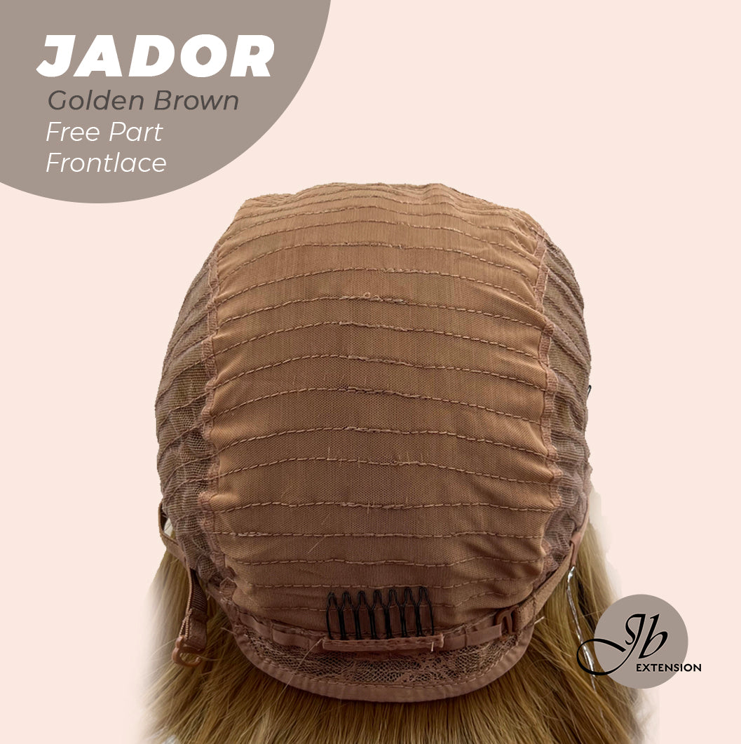 JBEXTENSION 10 Inches Golden Brown Curly Lace Front Wig.Pre Plucked 13*3 HD Transparent Lace Frontal Handmade Futura Fiber Swiss Lace Synthetic Fiber Glueless Wig JADOR GOLDEN BROWN