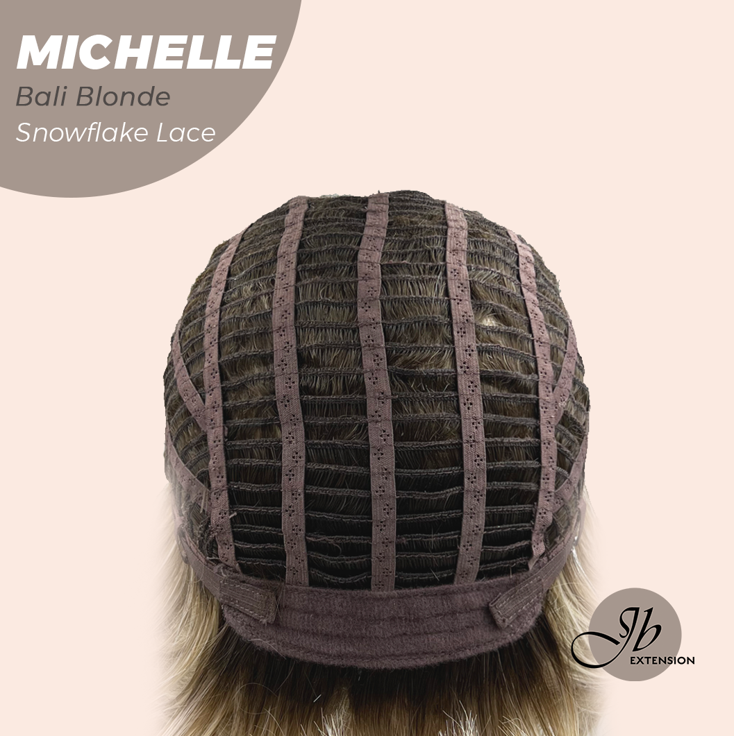 JBEXTENSION 10 Inches Bali Blonde Pre-Cut Side Part Snowflake Lace Frontlace Glueless Wig MICHELLE BALI BLONDE【BENDY EAR TABS】- S/M