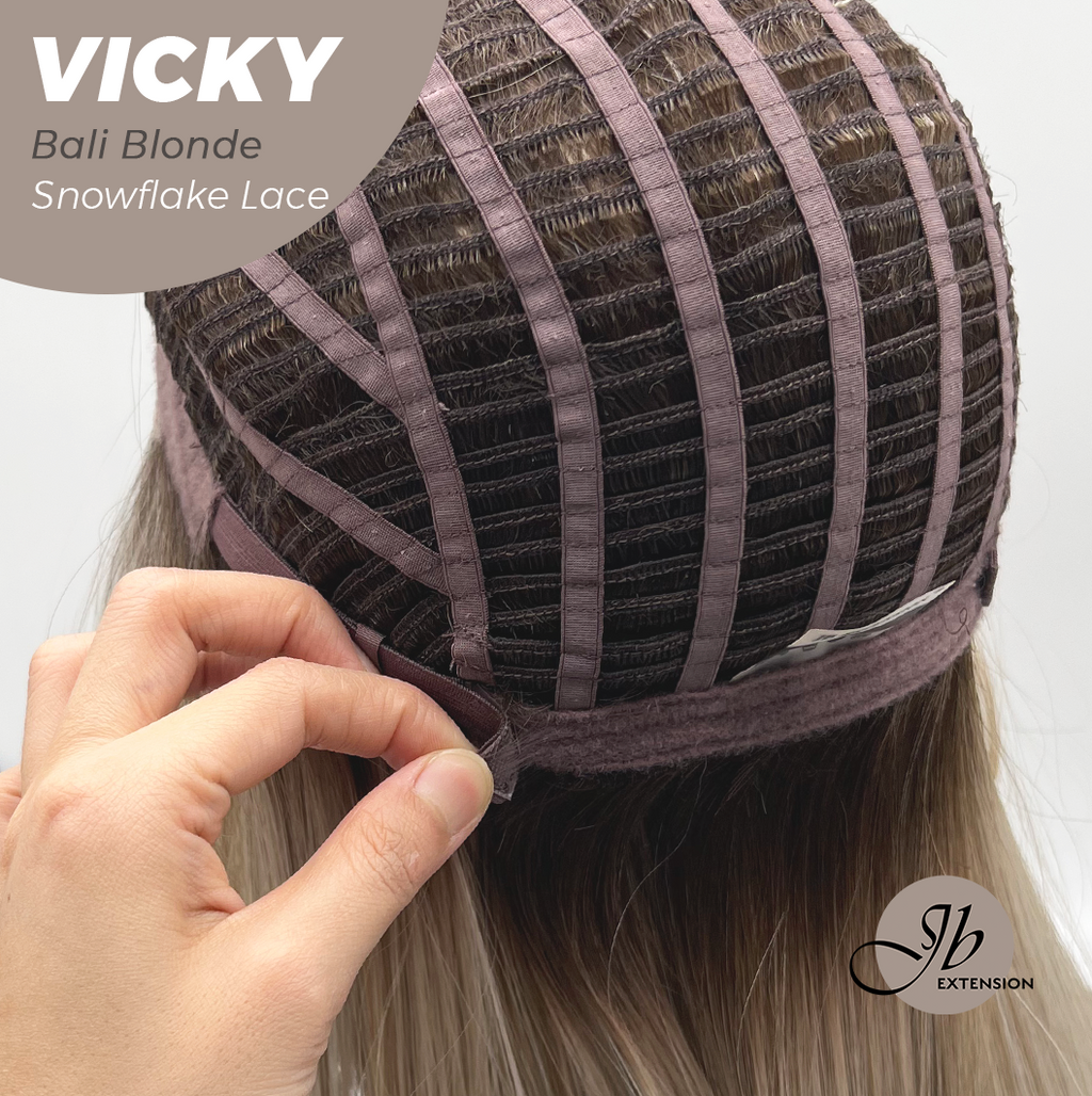 JBEXTENSION 20 Inches Bali Blonde Pre-Cut Snowflake Lace Frontlace Glueless Wig VICKY BALI BLONDE【PERMATEASE】【BENDY EAR TABS】- S/M