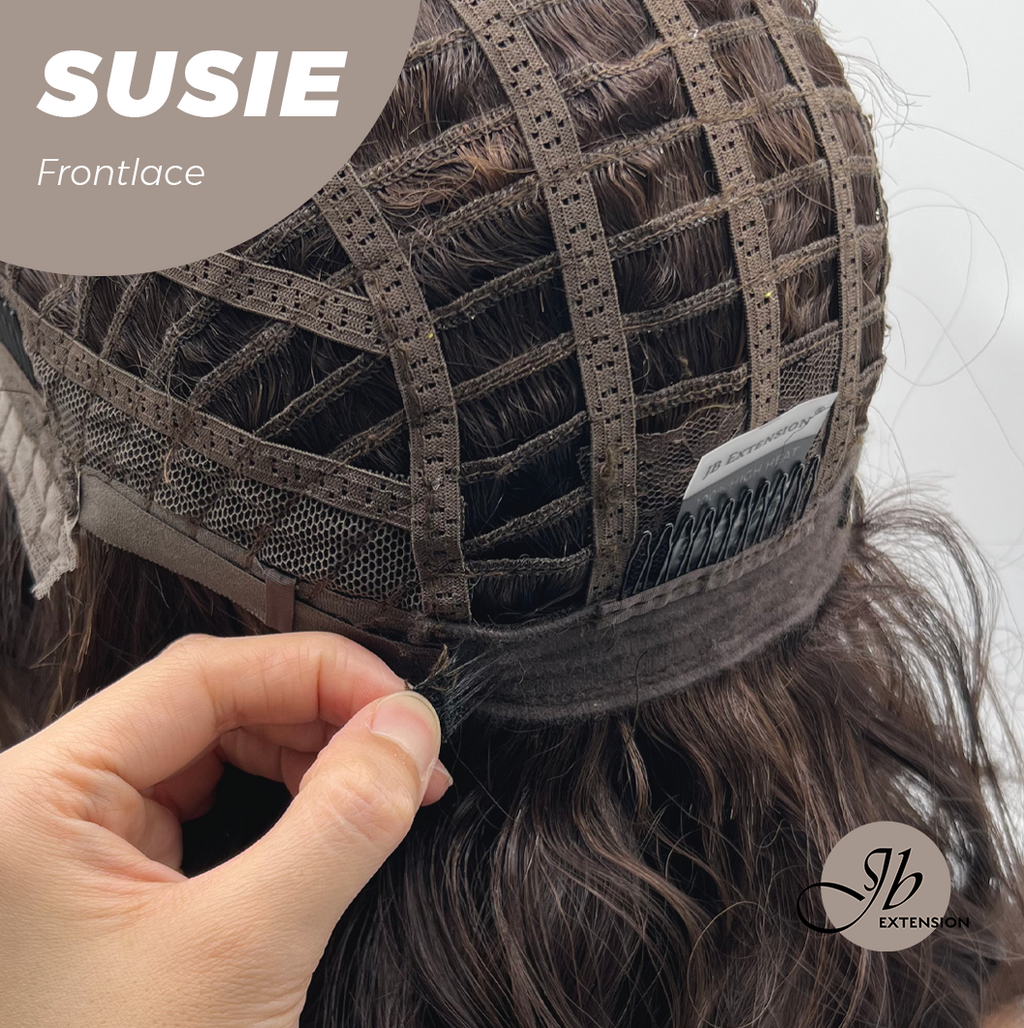 JBEXTENSION 16 Inches Dark Brown Women Pre-Cut Frontlace Glueless Wig SUSIE