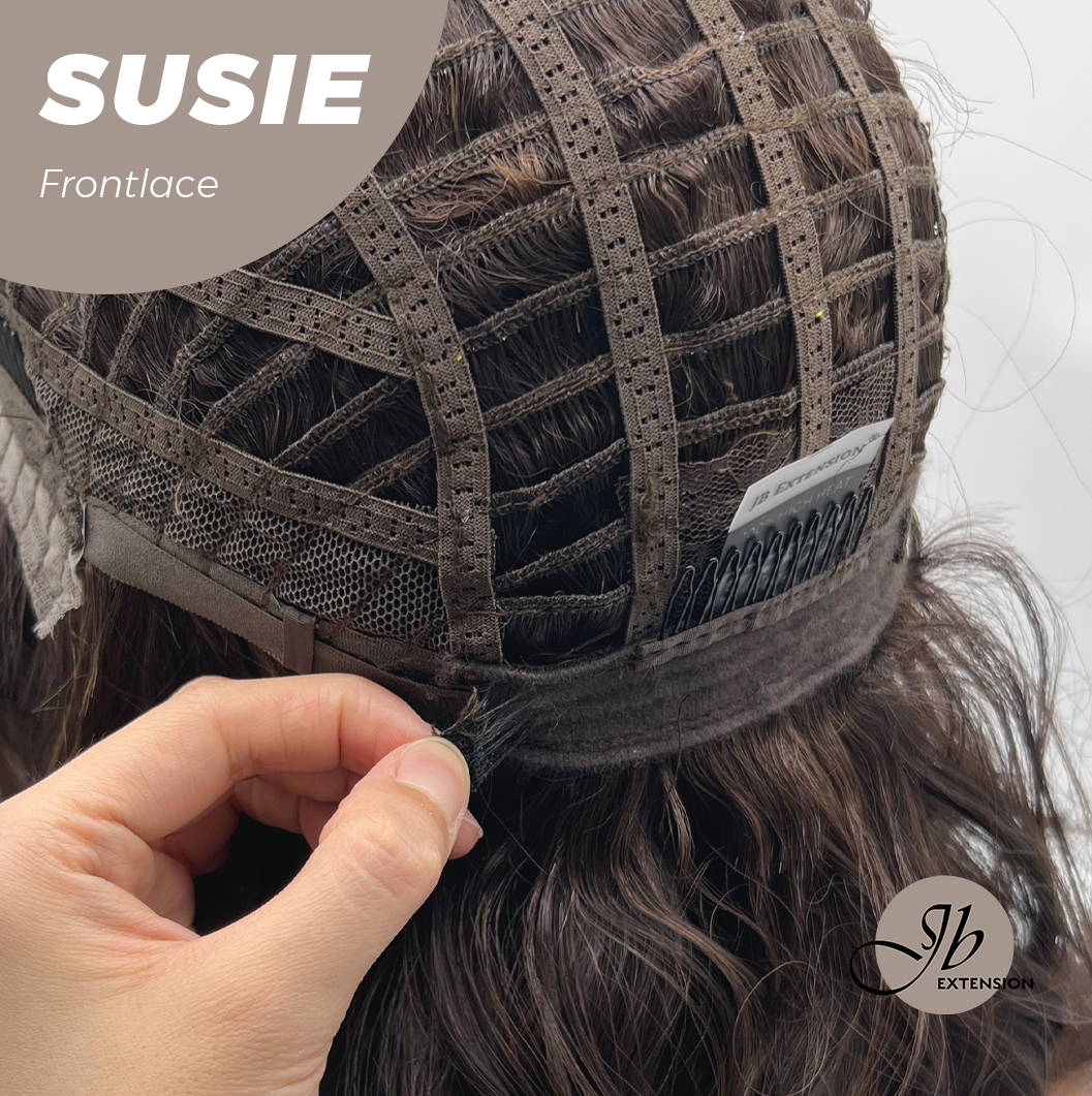 JBEXTENSION 16 Inches Dark Brown Women Pre-Cut Frontlace Glueless Wig SUSIE