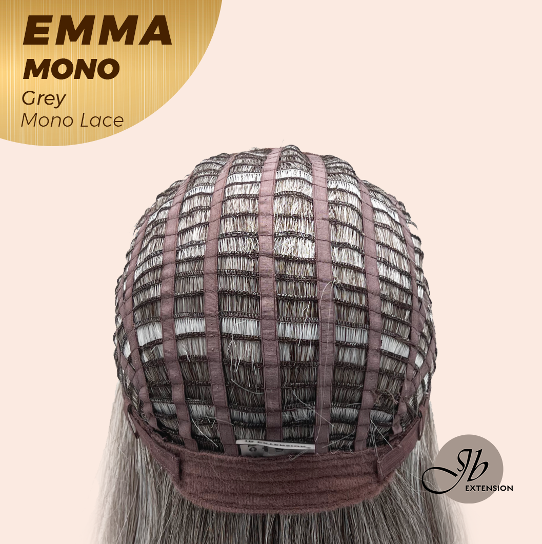 JBEXTENSION EMMA MONO Monofilament Handmade Wig 6X5 Full Monofilament Hand Tied Top Wig 14 Inches Grey Mono Lace Wig With Anti-slip Silicone Strips Glueless Wig EMMA MONO GREY【BENDY EAR TABS】