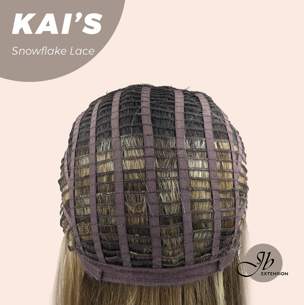JBEXTENSION 18 Inches Mix Blonde Pre-Cut Snowflake Lace Frontlace Glueless Wig KAI'S【PERMATEASE】【BENDY EAR TABS】- S/M