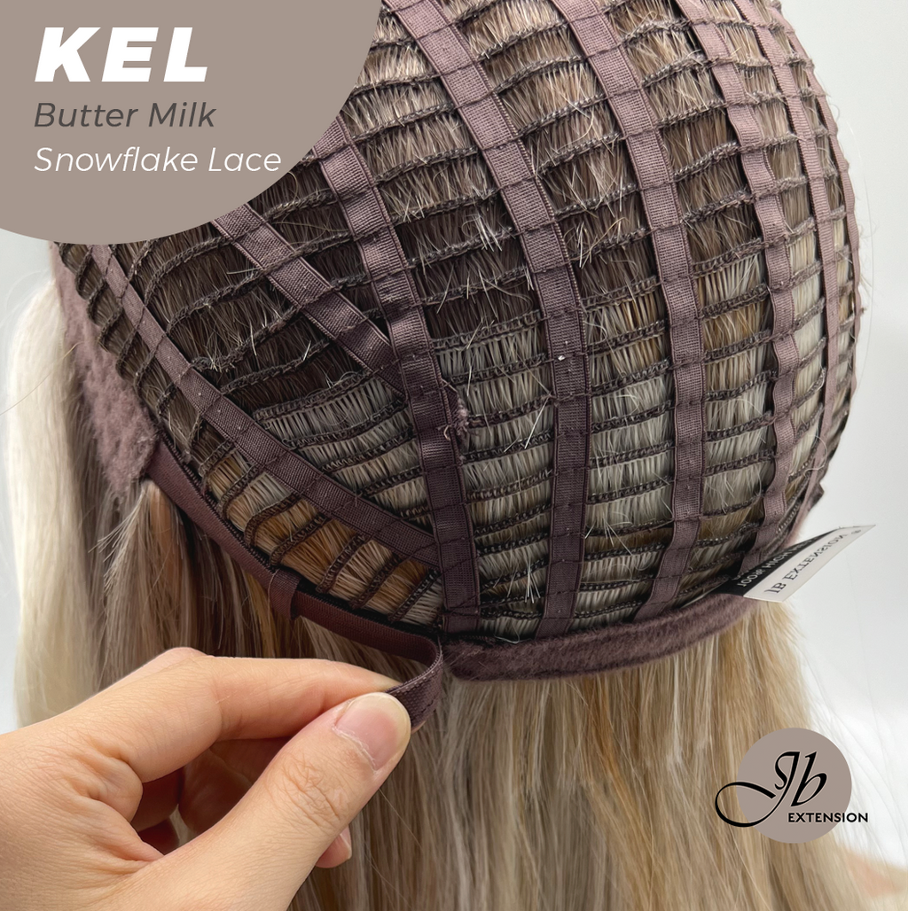 JBEXTENSION 22 Inches Butter Milk Pre-Cut Snowflake Lace Frontlace Glueless Wig KEL BUTTER MILK【PERMATEASE】【BENDY EAR TABS】- M/L