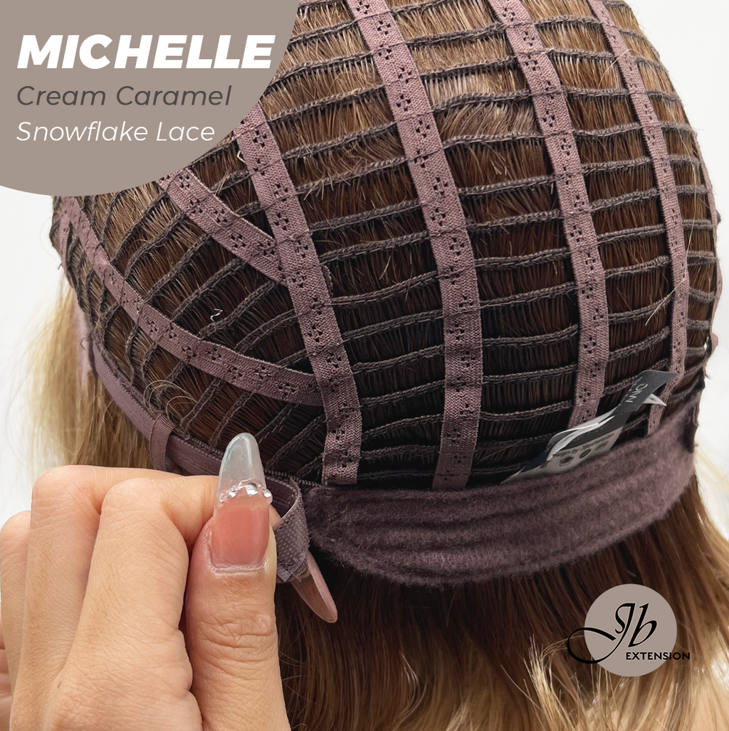 JBEXTENSION 10 Inches Cream Caramel Pre-Cut Side Part Snowflake Lace Frontlace Glueless Wig MICHELLE CREAM CARAMEL【BENDY EAR TABS】- M/L