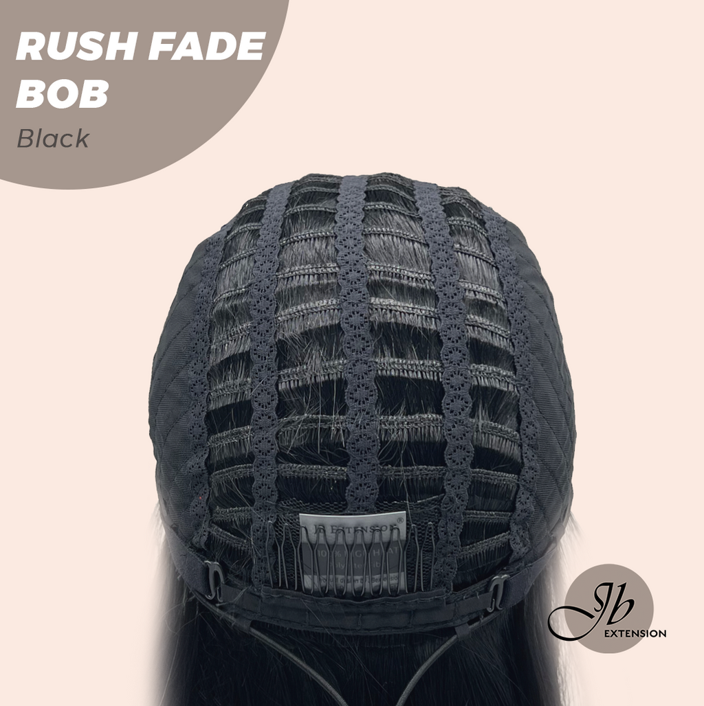 JBEXTENSION 12 Inches Short Hair Black Headband Wig RUSH FADE BOB - BLACK