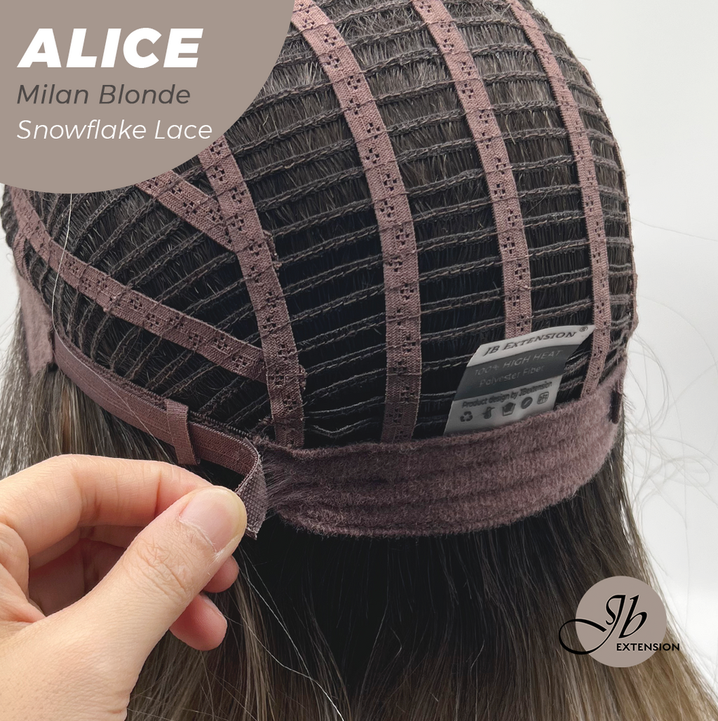 JBEXTENSION 12 Inches Milan Blonde Pre-Cut Side Part Snowflake Lace Frontlace Glueless Wig ALICE MILAN BLONDE【BENDY EAR TABS】- S/M