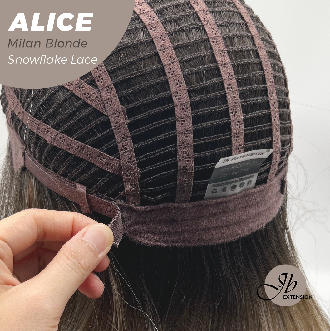 JBEXTENSION 12 Inches Milan Blonde Pre-Cut Side Part Snowflake Lace Frontlace Glueless Wig ALICE MILAN BLONDE【BENDY EAR TABS】- S/M