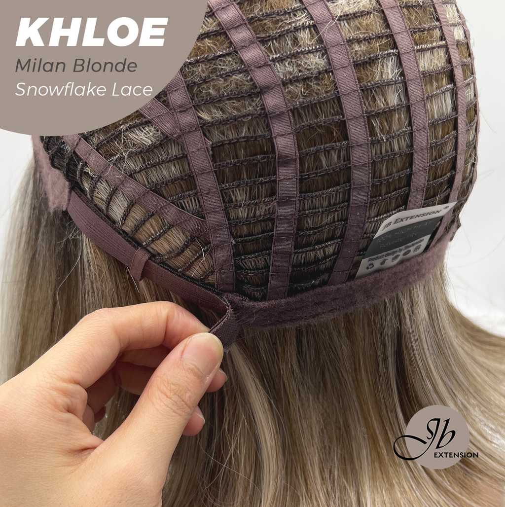 JBEXTENSION 12 Inches Bob Cut Milan Blonde Pre-Cut Snowflake Lace Frontlace Glueless Wig KHLOE MILAN BLONDE【PERMATEASE】【BENDY EAR TABS】- M/L