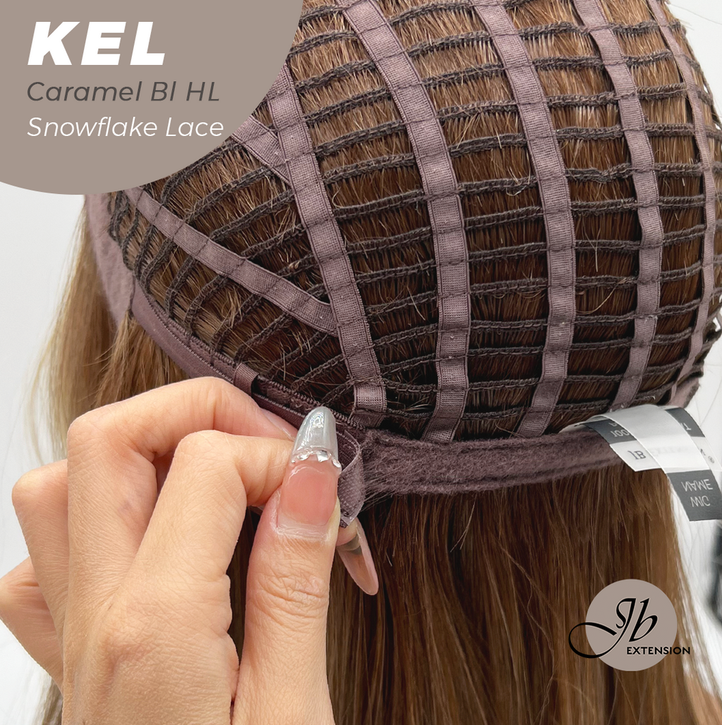 [PRE-ORDER] JBEXTENSION 22 Inches Caramel Blonde Highlight Pre-Cut Snowflake Lace Frontlace Glueless Wig KEL CARAMEL BLONDE HIGHLIGHT【PERMATEASE】【BENDY EAR TABS】