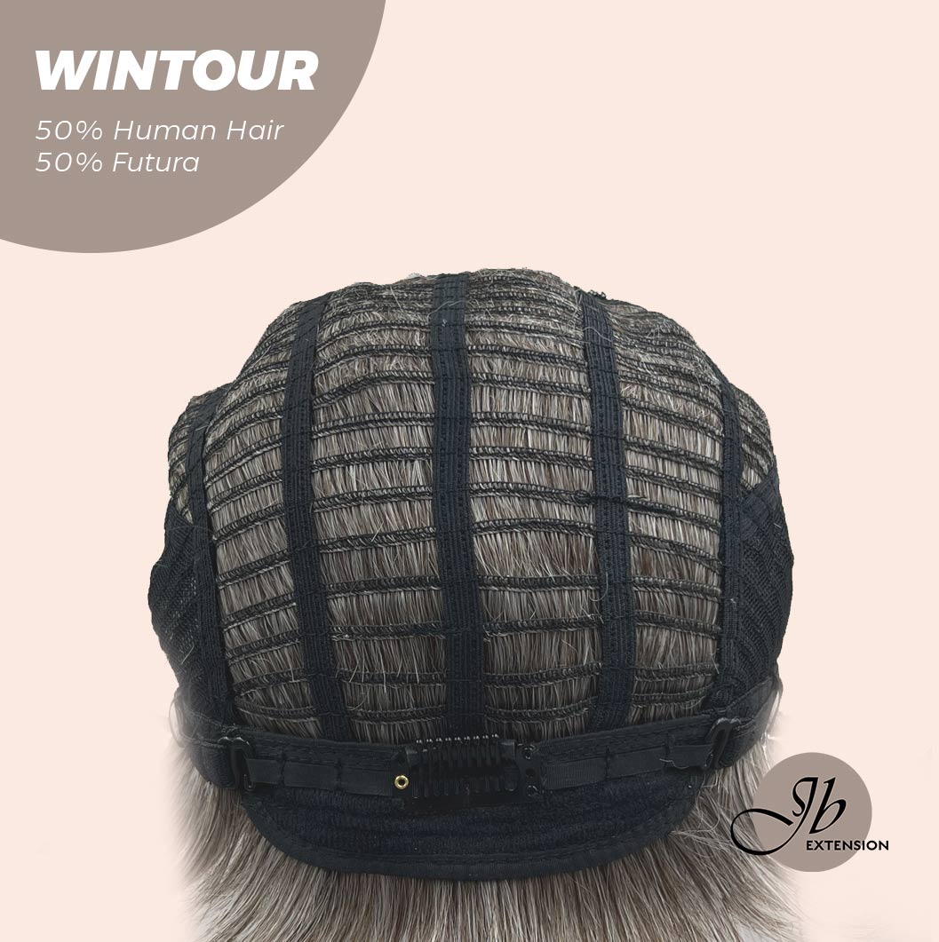 HOT OF SEASON -Pixie Cut Silver Half Real Human Hair Half Futura Fiber Fashion Women Wig WINTOUR