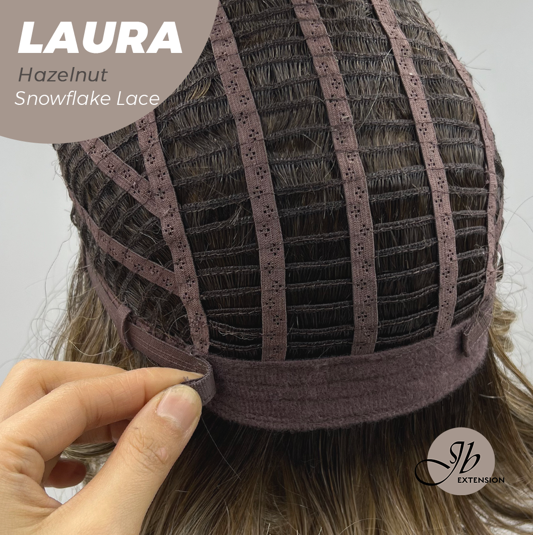 JBEXTENSION 14 Inches Hazelnut Pre-Cut Side Part Snowflake Lace Frontlace Glueless Wig LAURA SNOWFLAKE HAZELNUT【BENDY EAR TABS】- M/L