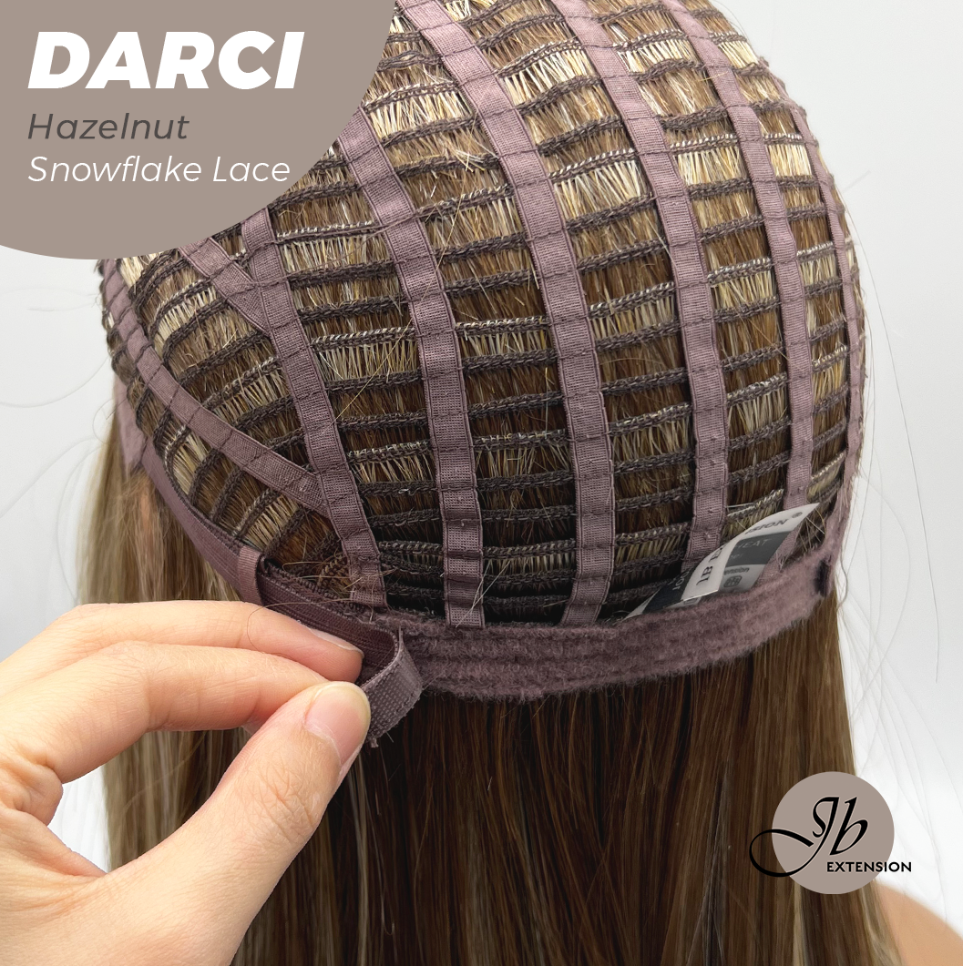 [PRE-ORDER] JBEXTENSION 25 Inches Hazelnut Blonde Highlight Pre-Cut Snowflake Lace Frontlace Glueless Wig DARCI HAZELNUT【PERMATEASE】【BENDY EAR TABS】