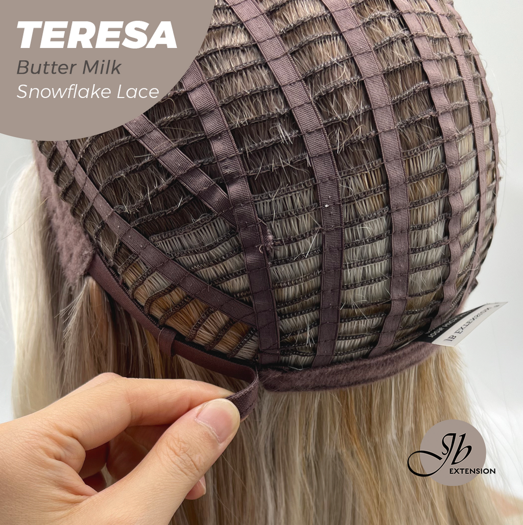 JBEXTENSION 18 Inches Butter Milk Pre-Cut Snowflake Lace Frontlace Glueless Wig TERESA BUTTER MILK【PERMATEASE】【BENDY EAR TABS】