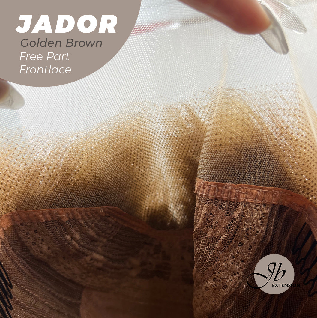 JBEXTENSION 10 Inches Golden Brown Curly Lace Front Wig.Pre Plucked 13*3 HD Transparent Lace Frontal Handmade Futura Fiber Swiss Lace Synthetic Fiber Glueless Wig JADOR GOLDEN BROWN