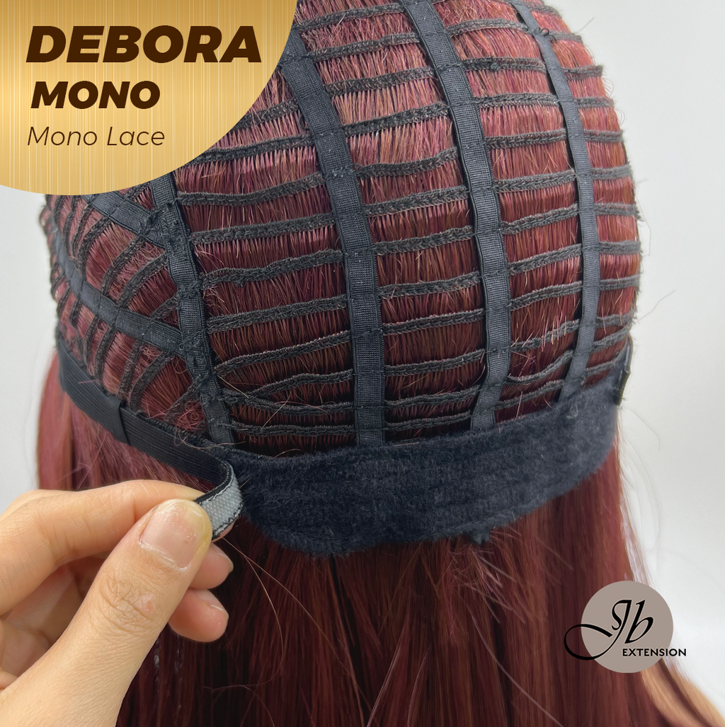 [PRE-ORDER] JBEXTENSION DEBORA MONO Monofilament Handmade Wig 6X5 Full Monofilament Hand Tied Top Wig 20 Inches Dark Red Mono Lace Wig With Anti-slip Silicone Strips Glueless Wig DEBORA MONO【BENDY EAR TABS】