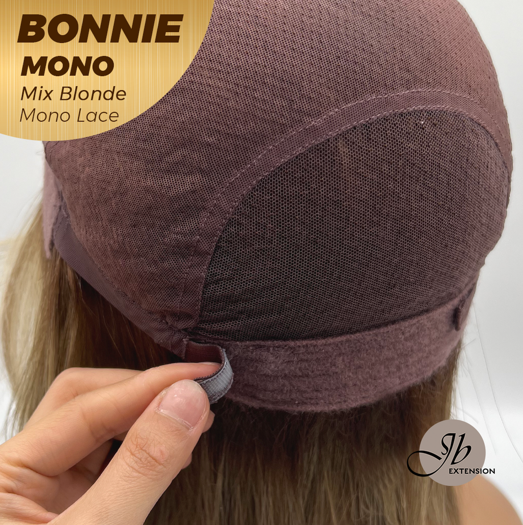 [PRE-ORDER] HOT OF SEASON - BONNIE MONO MIX BLONDE Full Monofilament Handmade Full Lace Full Hand Tied Wig 12 Inches Mix Blonde With Dark Root Mono Lace Handmade Futura Fiber Glueless Wig BONNIE MONO MIX BLONDE【BENDY EAR TABS】