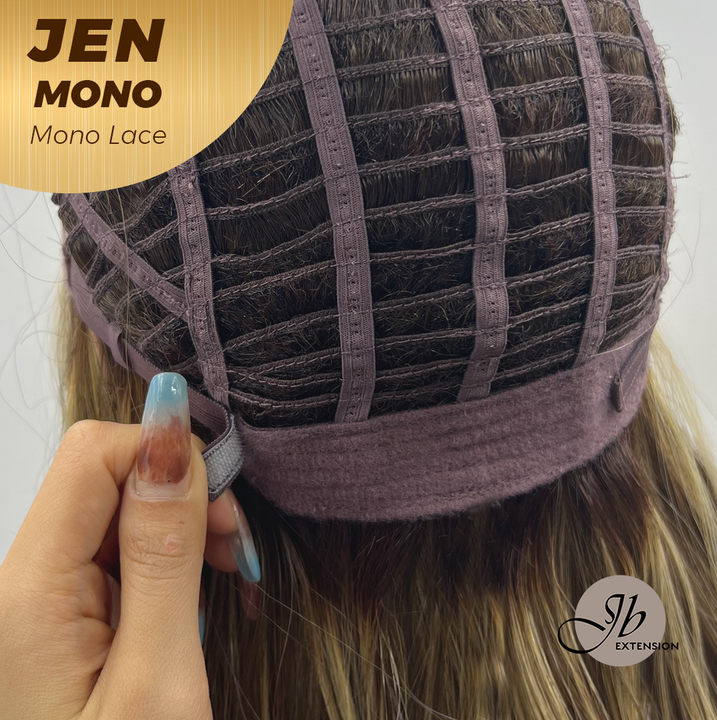 [PRE-ORDER] JBEXTENSION JEN MONO Monofilament Handmade Wig 6X5 Full Monofilament Hand Tied Top Wig 18 Inches Hazelnut Blonde Highlight Mono Lace Wig With Anti-slip Silicone Strips Glueless Wig JEN MONO【BENDY EAR TABS】