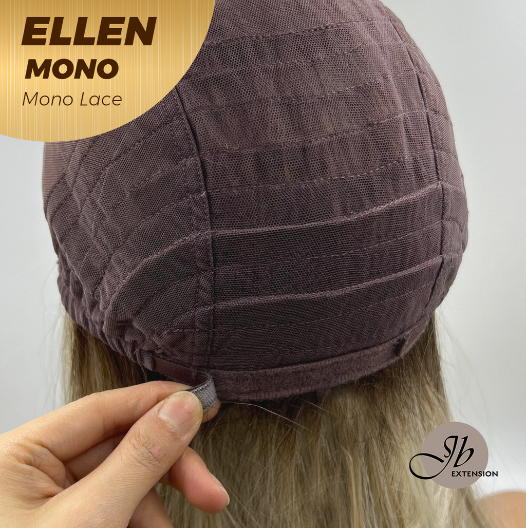 JBEXTENSION ELLEN MONO Full Monofilament Handmade Full Lace Full Hand Tied Wig 12 Inches Blonde Mono Lace Handmade Futura Fiber Wig Glueless Wig ELLEN MONO【BENDY EAR TABS】