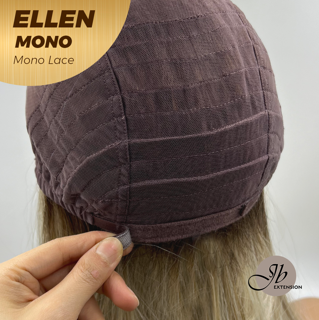 JBEXTENSION ELLEN MONO Full Monofilament Handmade Full Lace Full Hand Tied Wig 12 Inches Blonde Mono Lace Handmade Futura Fiber Wig Glueless Wig ELLEN MONO【BENDY EAR TABS】