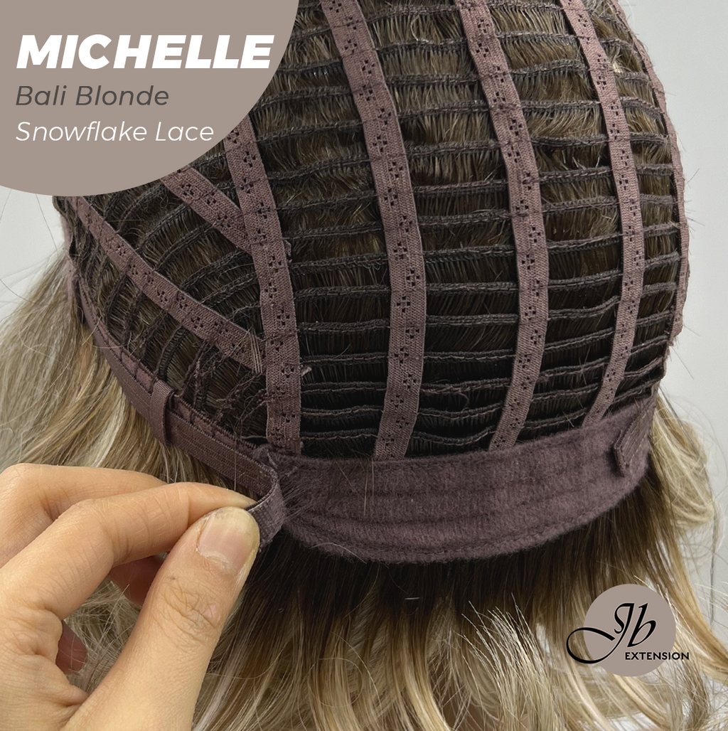 JBEXTENSION 10 Inches Bali Blonde Pre-Cut Side Part Snowflake Lace Frontlace Glueless Wig MICHELLE BALI BLONDE【BENDY EAR TABS】- M/L
